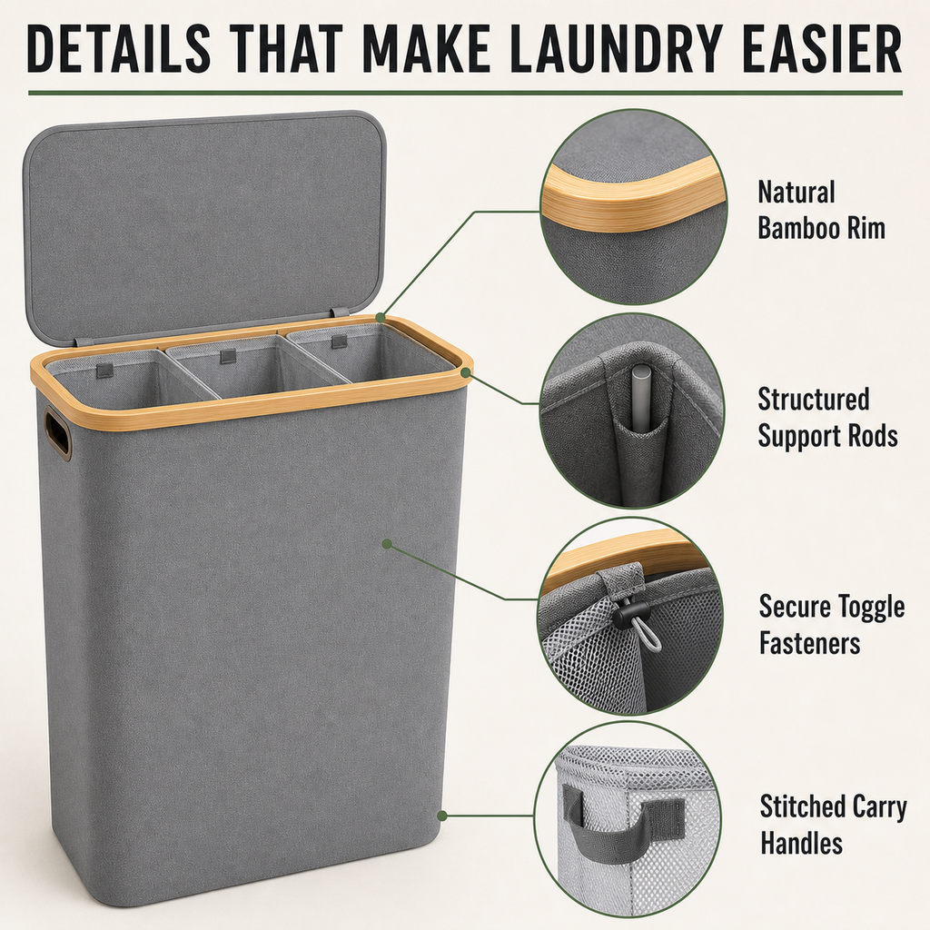 Bamboo rim support rods fasteners and carry handles