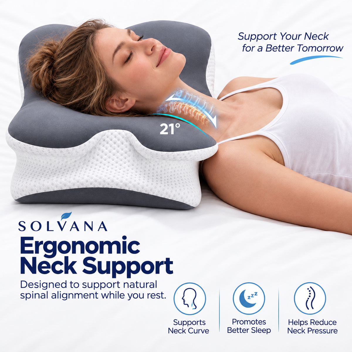 SOLVANA AlignRest™ Contour Memory Foam Pillow